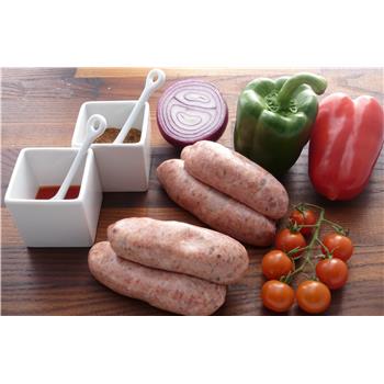 Pork, tomato & Worcestershire sauce sausages