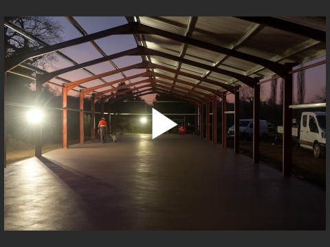 finishing the concrete floor - rebuild of Wenlock Edge Farm Shop.